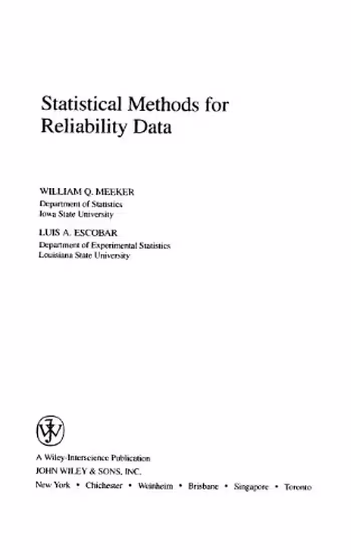 خرید و دانلود نسخه کامل کتاب Statistical Methods for Reliability Data