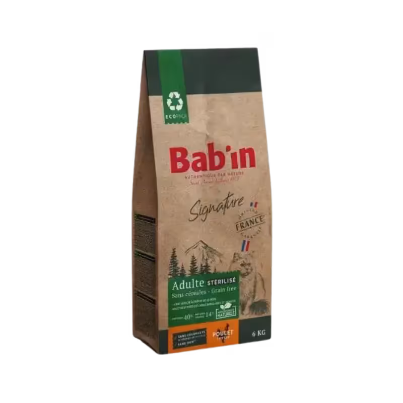 غذای خشک گربه بالغ Poulet Serialised بدون غلات مرغ برند Babin بابین 6 کیلویی