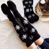 جوراب بافت ساق بلند زیر زانو پشمی داخل حوله ای دونه برف