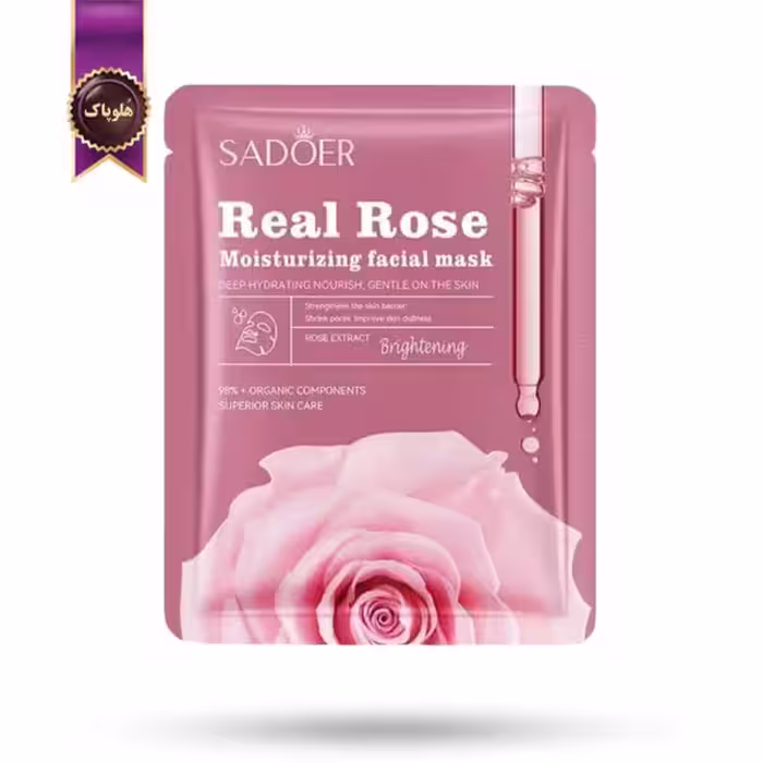ماسک صورت ورقه‌ ای سادور SADOER مدل مرطوب کننده گل رز Moisturizing real rose پک 1 عددی (اورجینال)