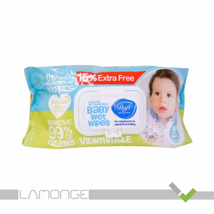 دستمال مرطوب پاک کننده دافی مدل اکسترا بسته 100 عددی