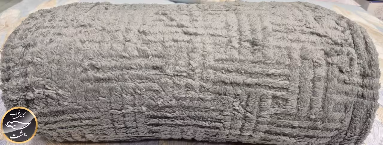 پتو دونفره پشت تدی (طوسی تیره)