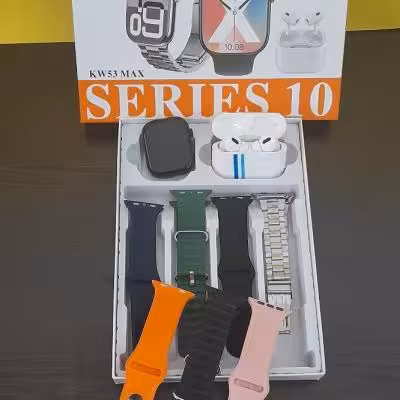 ساعت هوشمند 7 بند ( بند فلزی) با ایرپاد KW53 MAX سفارش آلمان