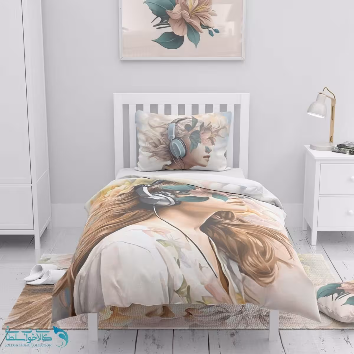 روتختی اتاق کودک طرح دختر هنرمند سایز یکنفره کد A4122