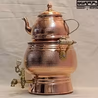 سرویس کتری و قوری مسی روگازی شیردار چکشی زنجان | 4/5 لیتر | مدل شیلا