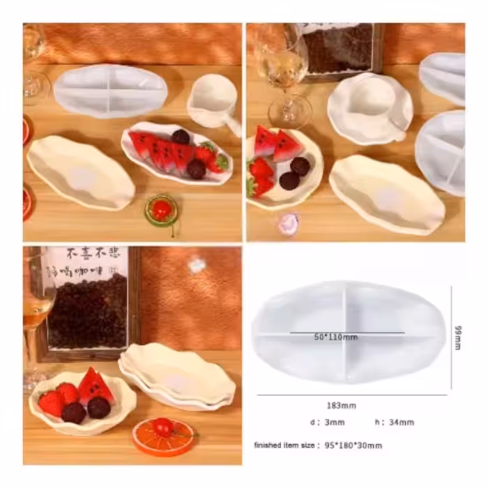 قالب سیلیکونی وارداتی دیس بیضی دفرمه لبه دار 10 در 18 سانت