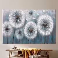 تابلو نقاشی رنگ روغن کار دست با طرح قاصدک برجسته، ابعاد 140x70 سانتی‌متر، کد محصول 911