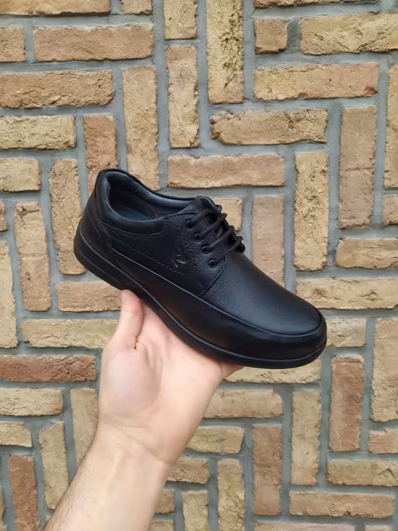 کفش مردانه طبی تمام چرم کد 3110 بند دار