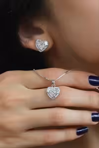 نیمست قلب ایتالیایی جواهری نقره کد 00614