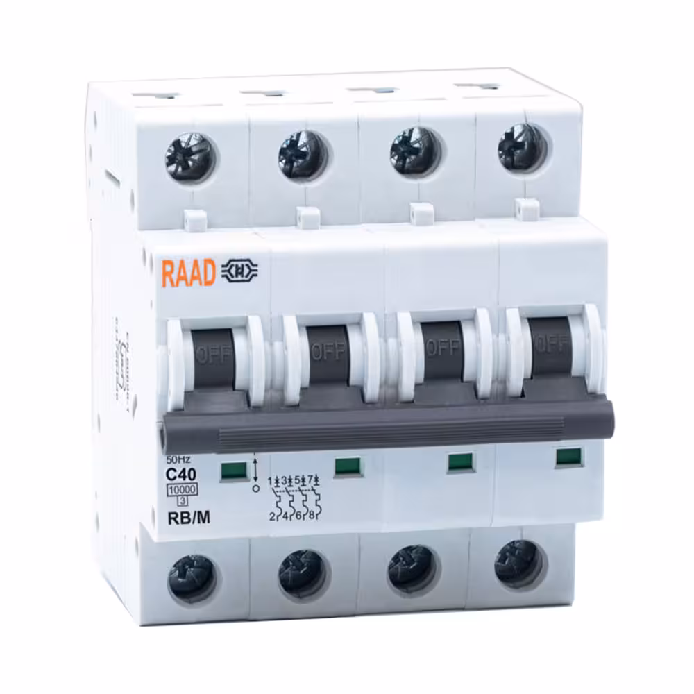 کلید مینیاتوری 4 پل 40 آمپر RB-M-4P-C40-10KA رعد