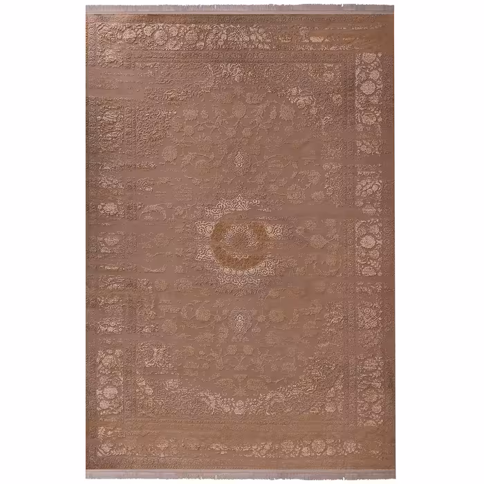  فرش ماشینی زمرد مشهد طرح کهنه نما مدل AN007 زمینه بژ 