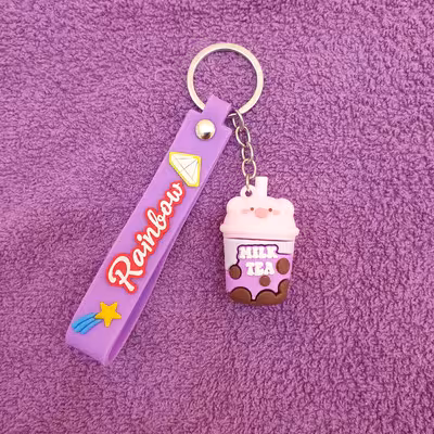 جاکلیدی مدل سیلیکونی طرح لیوان چای شیری و سر خوک کد DB20