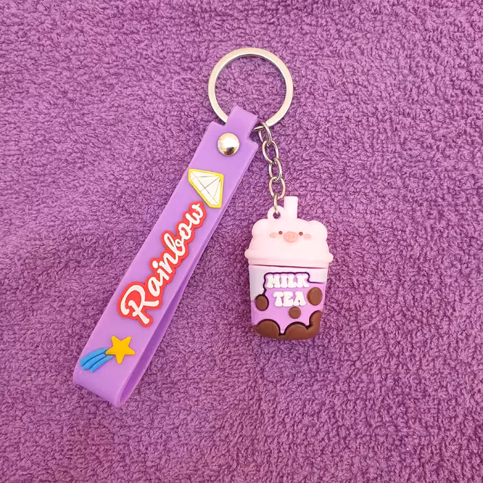 جاکلیدی مدل سیلیکونی طرح لیوان چای شیری و سر خوک کد DB20