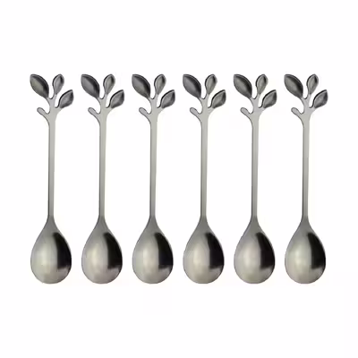 قاشق چای خوری مدل برگ کد 502 بسته 6 عددی