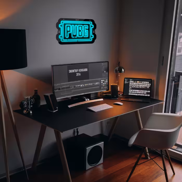 چراغ دیواری نئون دیزاین طرح Pubg-Logo-BL_TBL