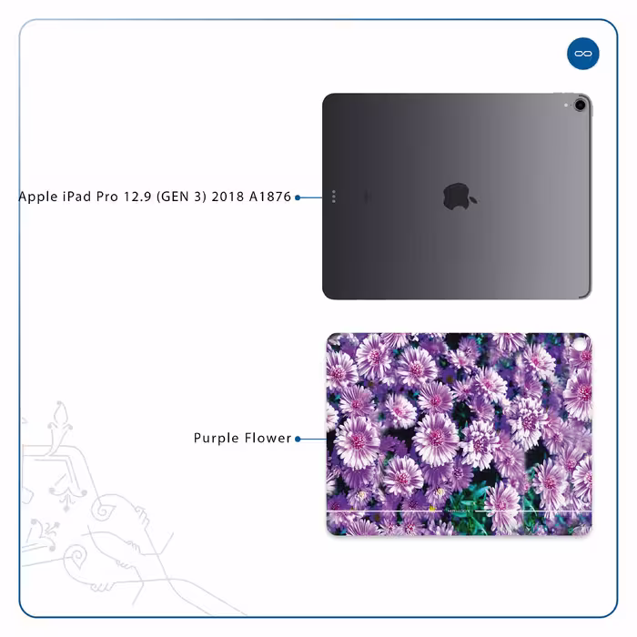 برچسب پوششی ماهوت مدل Purple-Flower مناسب برای تبلت اپل iPad Pro 12.9 (GEN 3) 2018 A1876