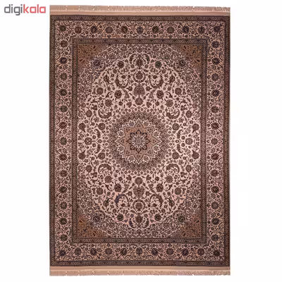 فرش ماشینی زمرد مشهد مدل نایین زمینه کرم