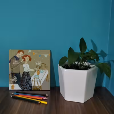 کاشی کارنیلا طرح جشن عشاق مدل لوحی کد WKB743 