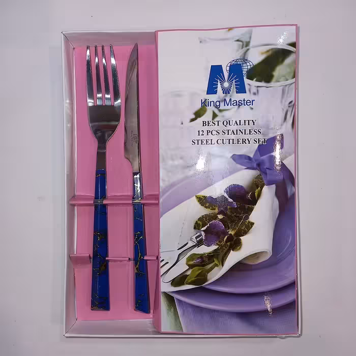 ست کارد و چنگال میوه خوری 12 پارچه کینگ مستر طرح سنگ کد 325