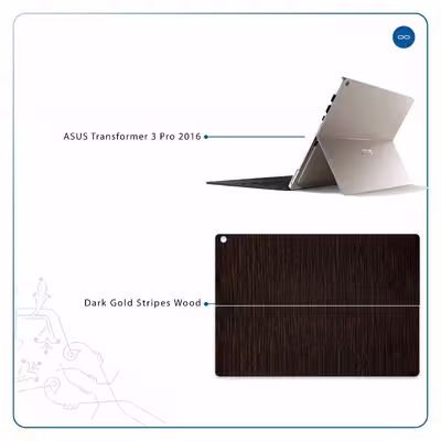 برچسب پوششی ماهوت مدل Dark-Gold-Stripes-Wood مناسب برای تبلت ایسوس Transformer 3 Pro 2016