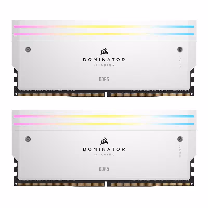 رم دسکتاپ DDR5 دو کاناله 6000 مگاهرتز کورسیر مدل  DOMINATOR TITANIUM WHITE RGB ظرفیت 32 گیگابایت CL30