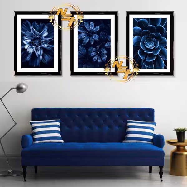تابلو دکوراتیو 3 تکه آبی کد GH034