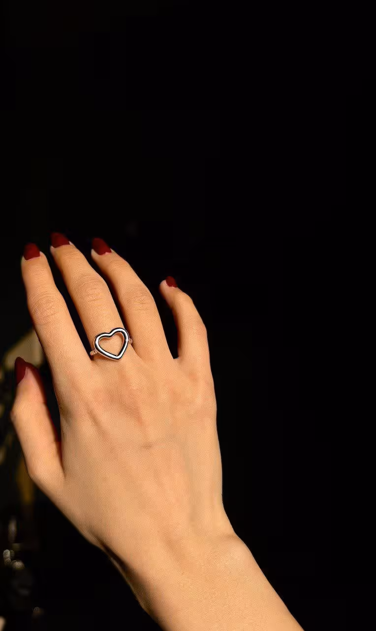 انگشتر وارداتی قلب جواهری نقره زنانه کد 10647