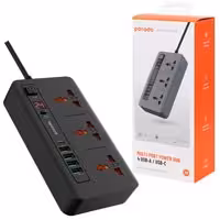 چندراهی برق تایمردار کلیددار 3خروجی و 1type-C و 4USB با کابل 2متری Porodo multi port power hub