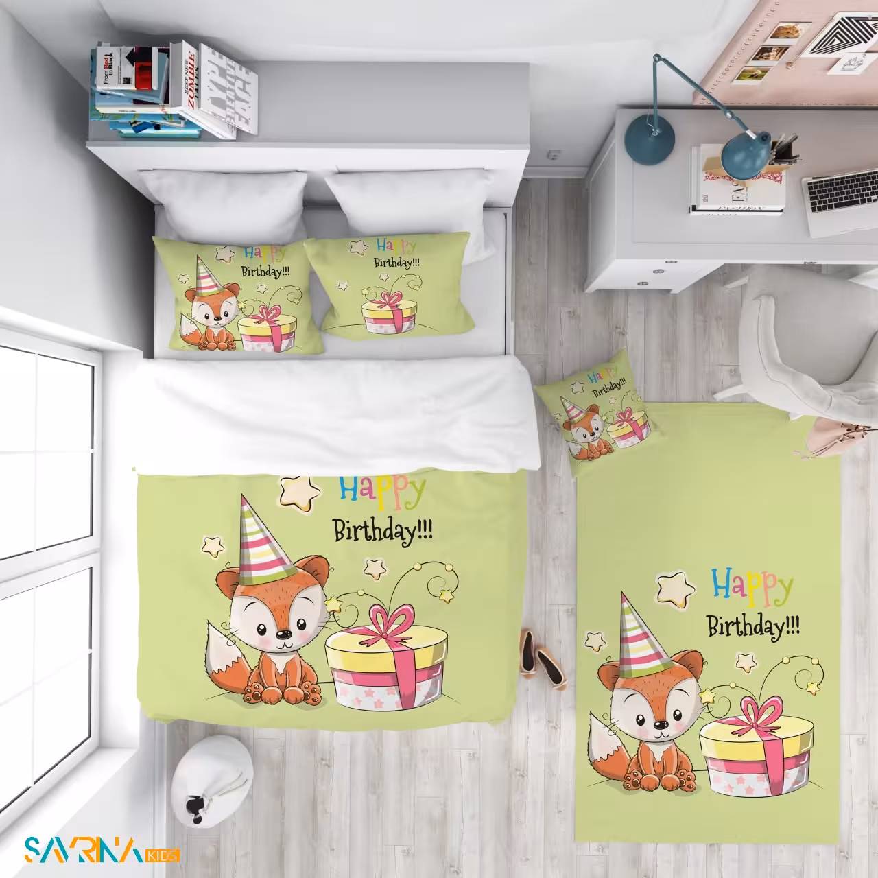 سرویس روتختی طرح روباه خوشحال یک نفره کد AS1371