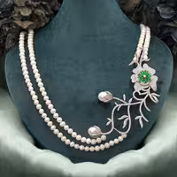 گردنبند مروارید نقره زنانه دو شطه ای مدل KEY 3