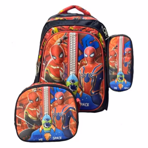 کوله پشتی مدرسه مدل مرد عنکبوتی به همراه کیف غذا و جامدادی | چاوه