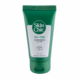 کرم ضدآفتاب اسکین شیک spf50 حاوی روغن درخت چای Tea Tree حجم 50 میلی لیتر