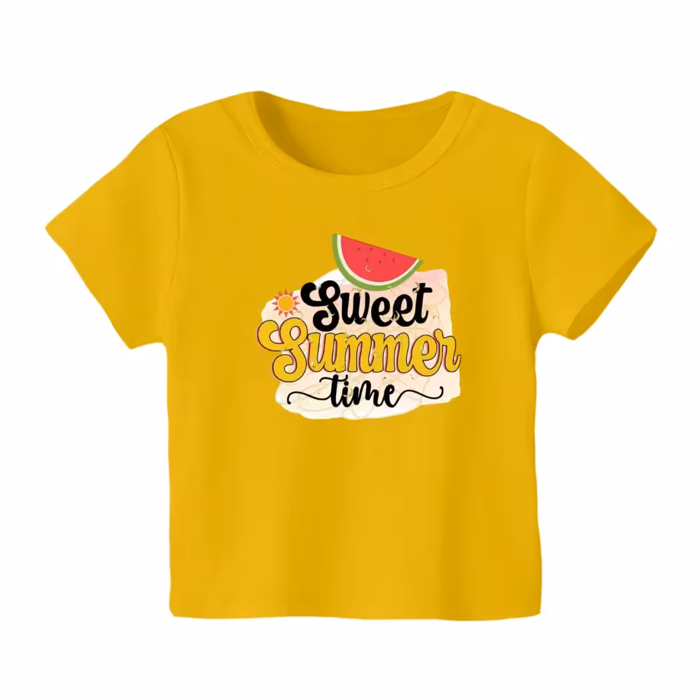 تی شرت آستین کوتاه بچگانه مدل هندوانه یلدایی کد 21 رنگ زرد