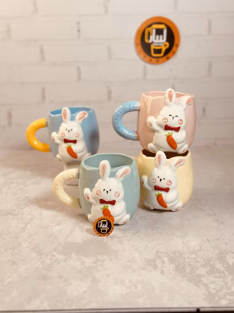 ماگ فانتزی طرح خرگوش هویجی برجسته کد 0154