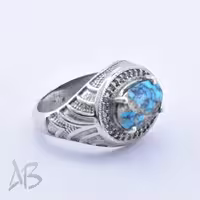 انگشتر مردانه نقره 925 با نگین فیروزه نیشابور اصل کد M219