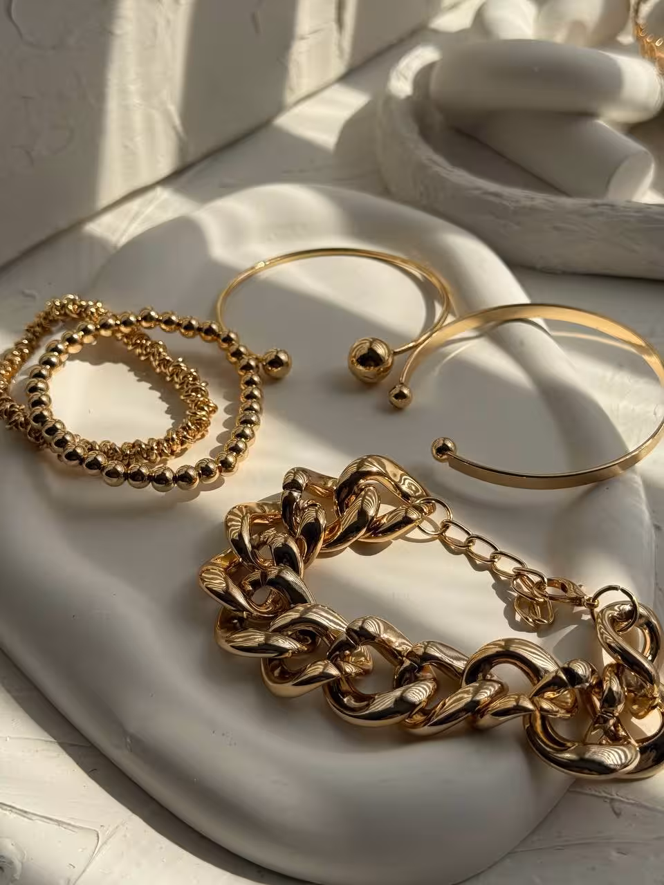 پک دستبنددخترونه طرح ترکیبی 4عددی رنگ طلایی شماره40