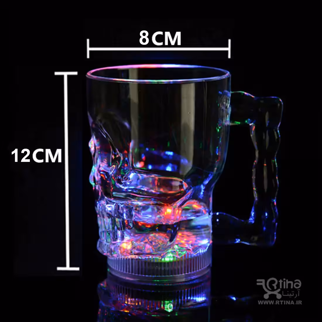 لیوان اسکلتی چراغ دار جادویی (ال ای دی) سایز بزرگ