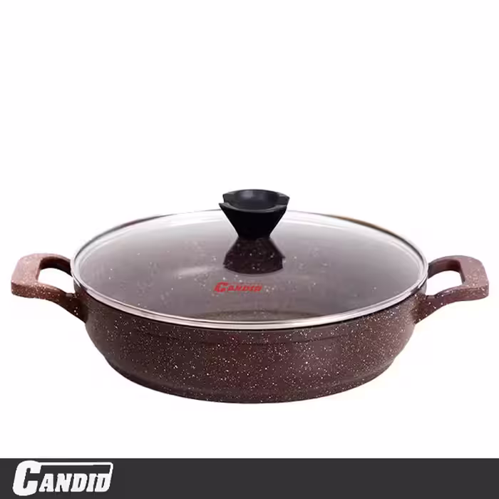 تابه دو دسته 32 سانتی کاندید مدل پروانه قهوه ای