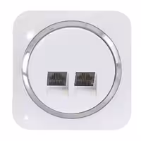 سوکت تلفن دوقلو(4خط) آدا پلکسی سفید زه نقره ای دلند