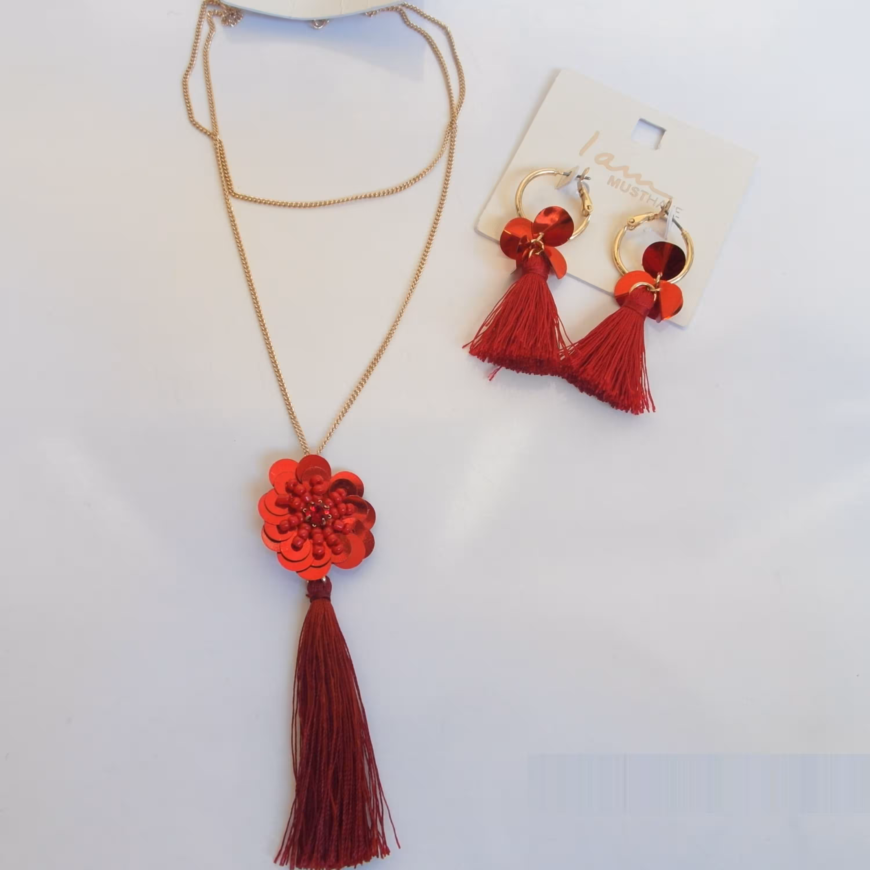 نیم ست گل ابریشمی قرمز