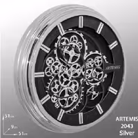 ساعت دیواری آرتمیس کد 2043 Silver black نقره ای مشکی