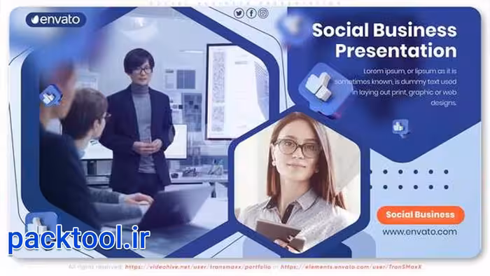 دانلود پروژه آماده افتر افکت پرزنتیش کسب و کار Social Business Presentation - پک تول