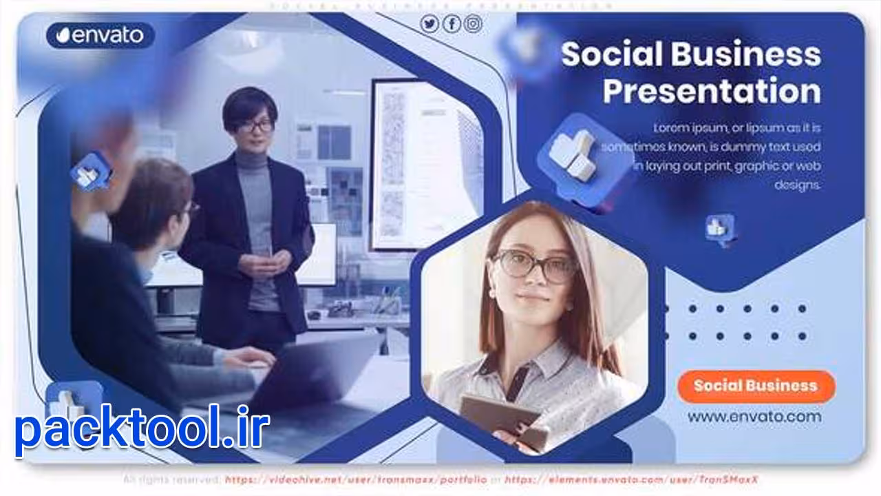 دانلود پروژه آماده افتر افکت پرزنتیش کسب و کار Social Business Presentation - پک تول