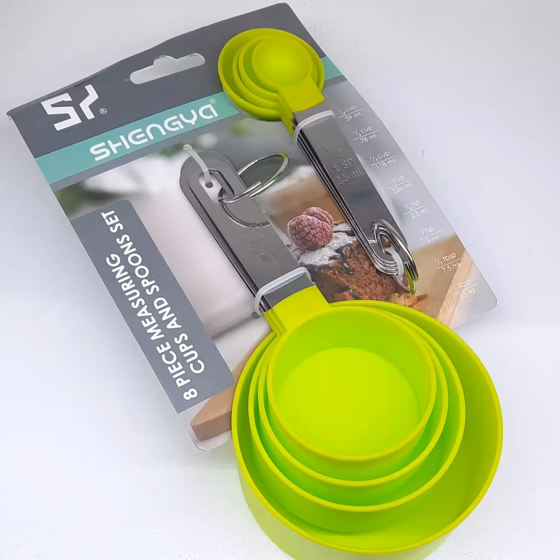 پیمانه و قاشق اندازه گیری دسته استیل 8 تکه