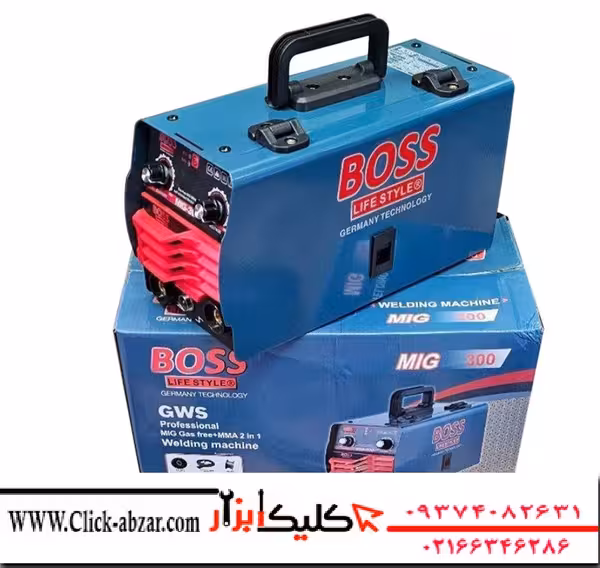 اینورتر جوشکاری دوکاره CO2 و MMA مینی میگ 300 آمپر باس دستگاه جوش بدون گاز با لوازم کامل مینی موتورجوش