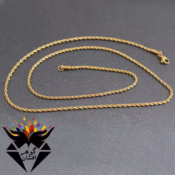 زنجیر استیل طلایی طنابی 45 سانت کد Z_1115