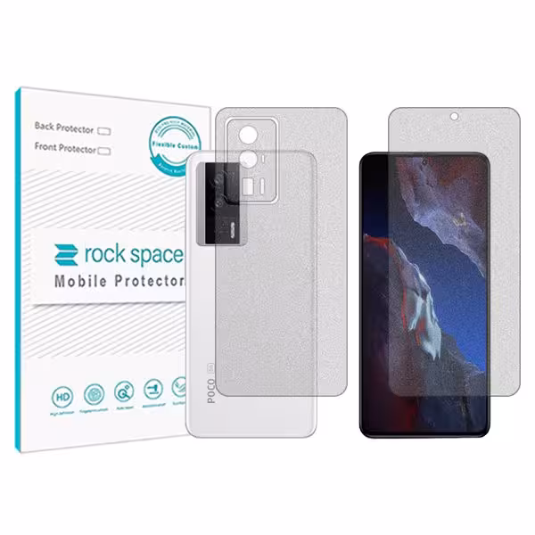 گلس صفحه نمایش و پشت گوشی شیائومی نسخه Poco F5 Pro مدل نانو هیدروژل گیمینگ برند راک اسپیس کدSS