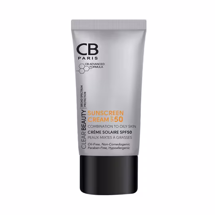 کرم ضد آفتاب بی رنگ SPF50 پوست مختلط تا چرب 40 میلی لیتر سی بی پاریس CB PARIS