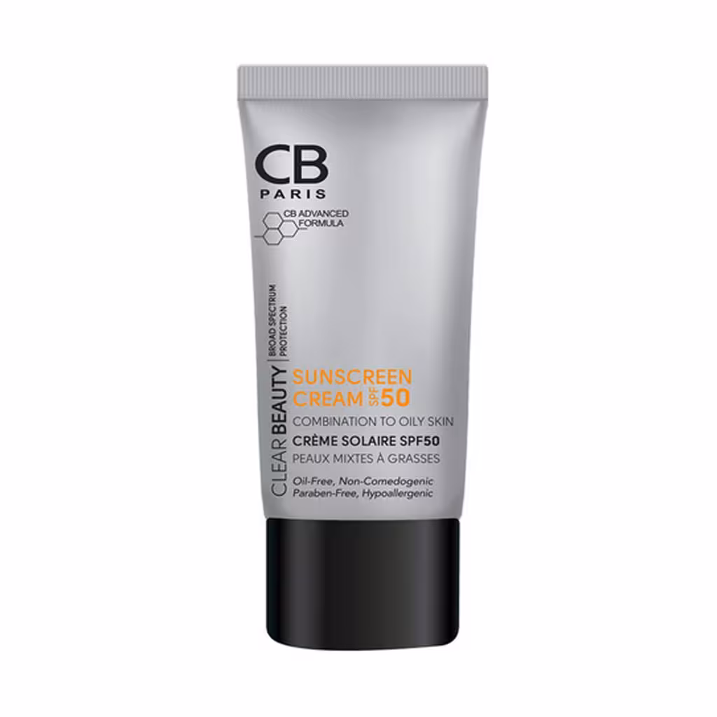 کرم ضد آفتاب بی رنگ SPF50 پوست مختلط تا چرب 40 میلی لیتر سی بی پاریس CB PARIS