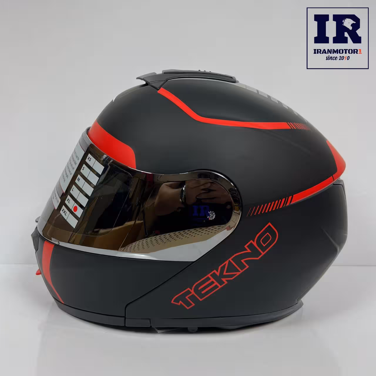 کلاه کاسکت فک متحرک تکنو Tekno - مشکی قرمز مات